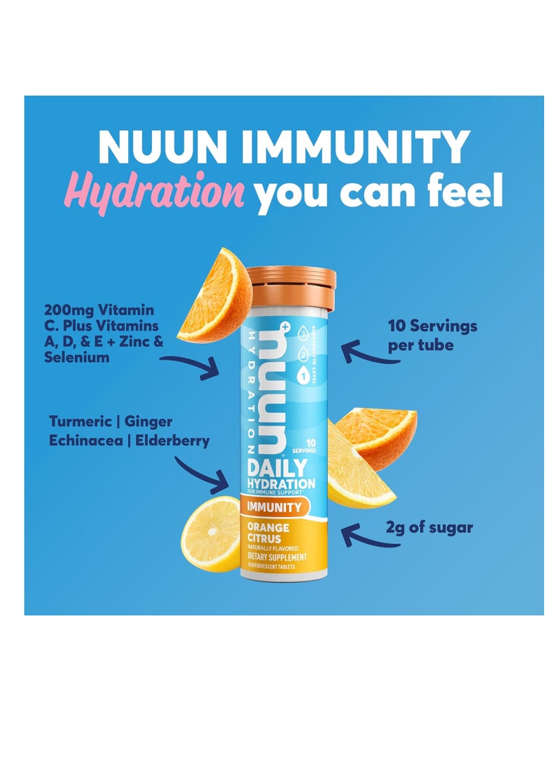 Nuun Immunity: Immune Support Hydration Supplement, Electrolytes, Antioxidants, Vitamin C, Zinc, Turmeric, Elderberry, Ginger, Echinacea - Blueberry Tangerine + Orange Citrus - 2 Tubes (20 Servings) - Image 2