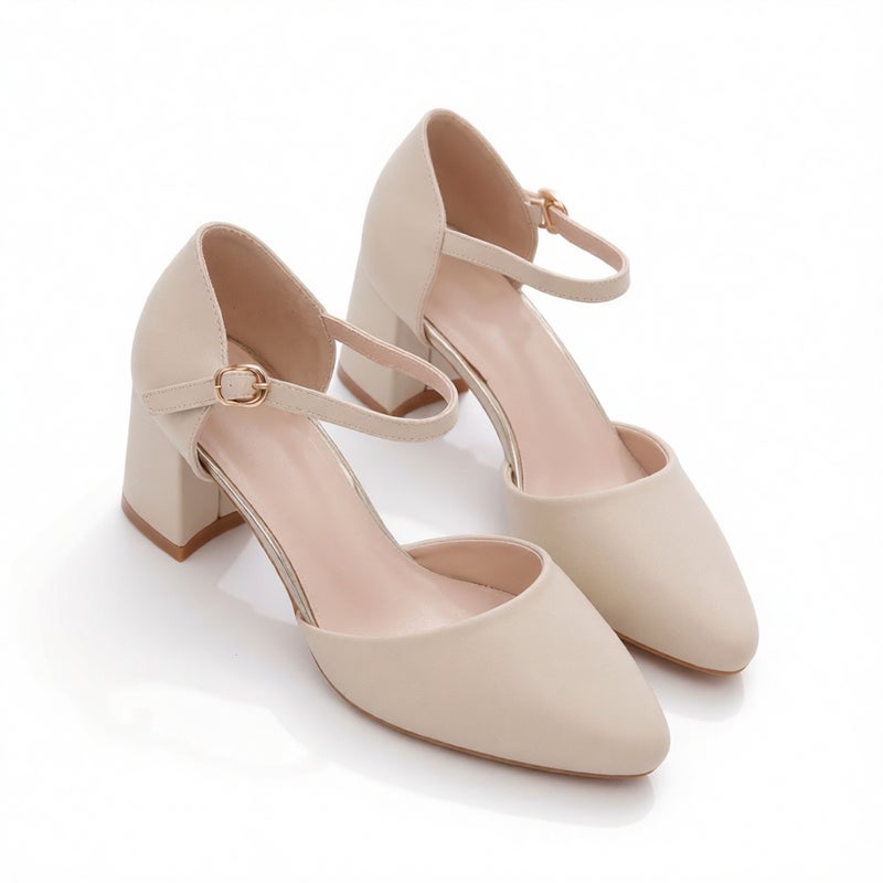 Square Toe Strap Heeled Sandals for Women Office Work Dress Shoes - Image 1