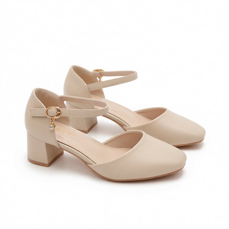 Square Toe Strap Heeled Sandals for Women Office Work Dress Shoes - Image 4