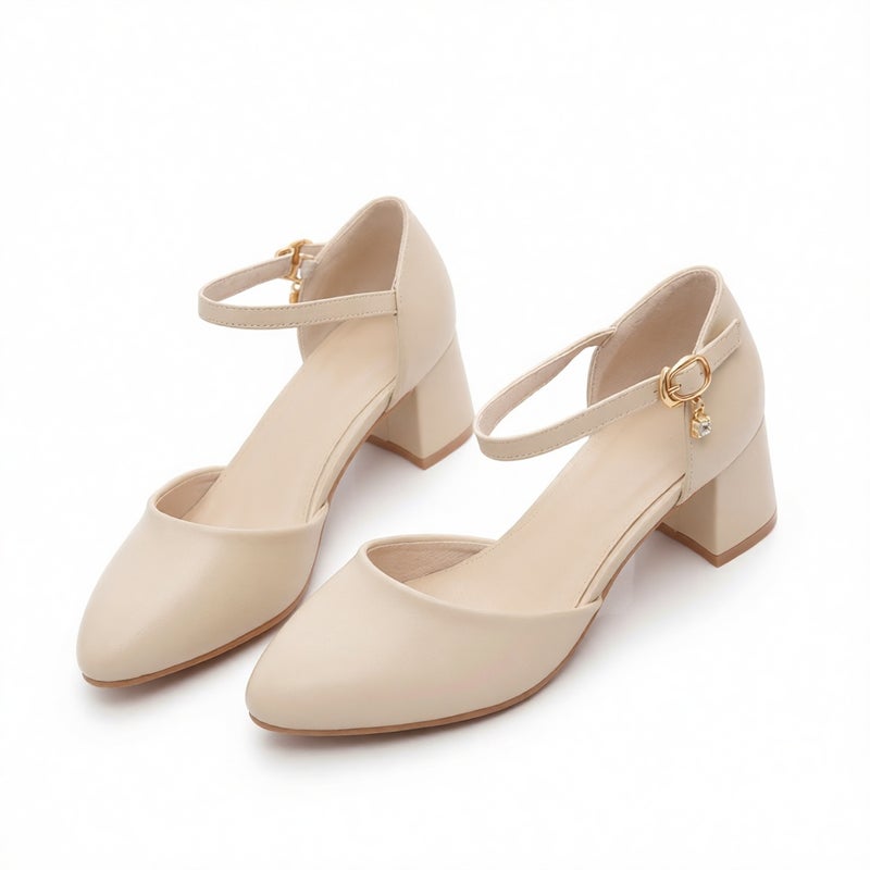Square Toe Strap Heeled Sandals for Women Office Work Dress Shoes - Image 3