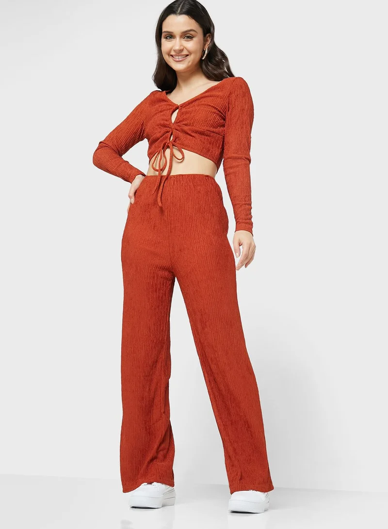 Ginger Solid Casual Pant Set