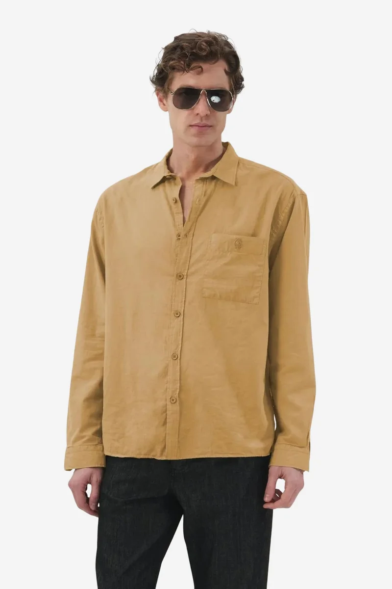 Giesto Camel Brown GIESTO Men’s Cotton Poplin Long-Sleeve Shirt for Men | Best Price UAE