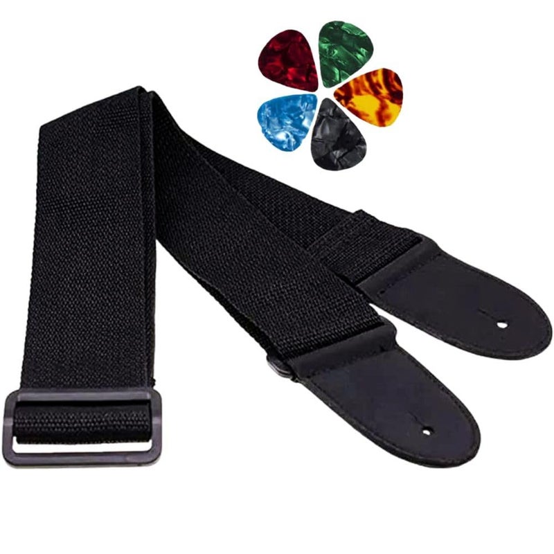 Mocking Bird Guitar Strap for Acoustic Adjustable Buckle Electric Guitar Polyester Black Guitar Belt For Acoustic/Bass/Electric Guitar - Image 1