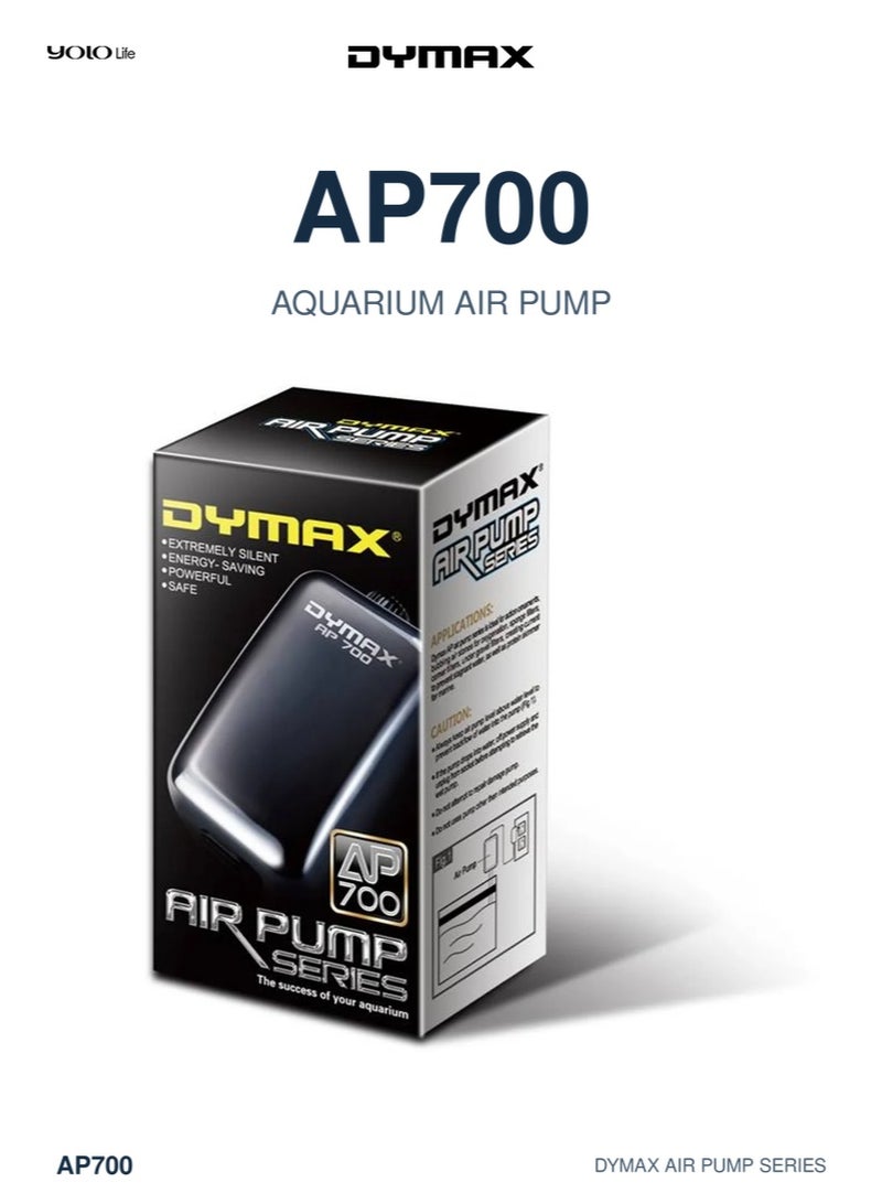 Dymax AP 700 Air Pump, Silent Aquarium Aerator, Advanced Air Compressor, High Efficiency Oxygen Pump for Fish Tank, Aquatic Life, Maintenance - Image 1