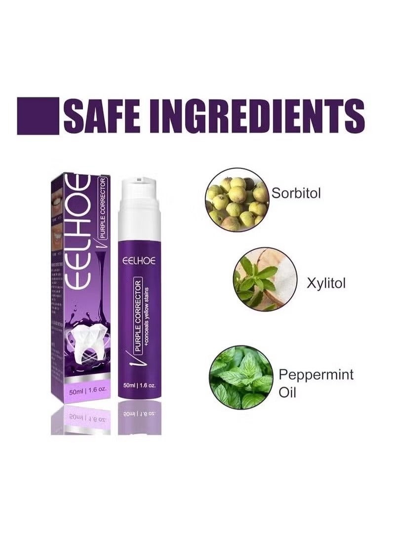 EELHOE V34 Purple whitening toothpaste brightening color corrector 50ml - Image 2