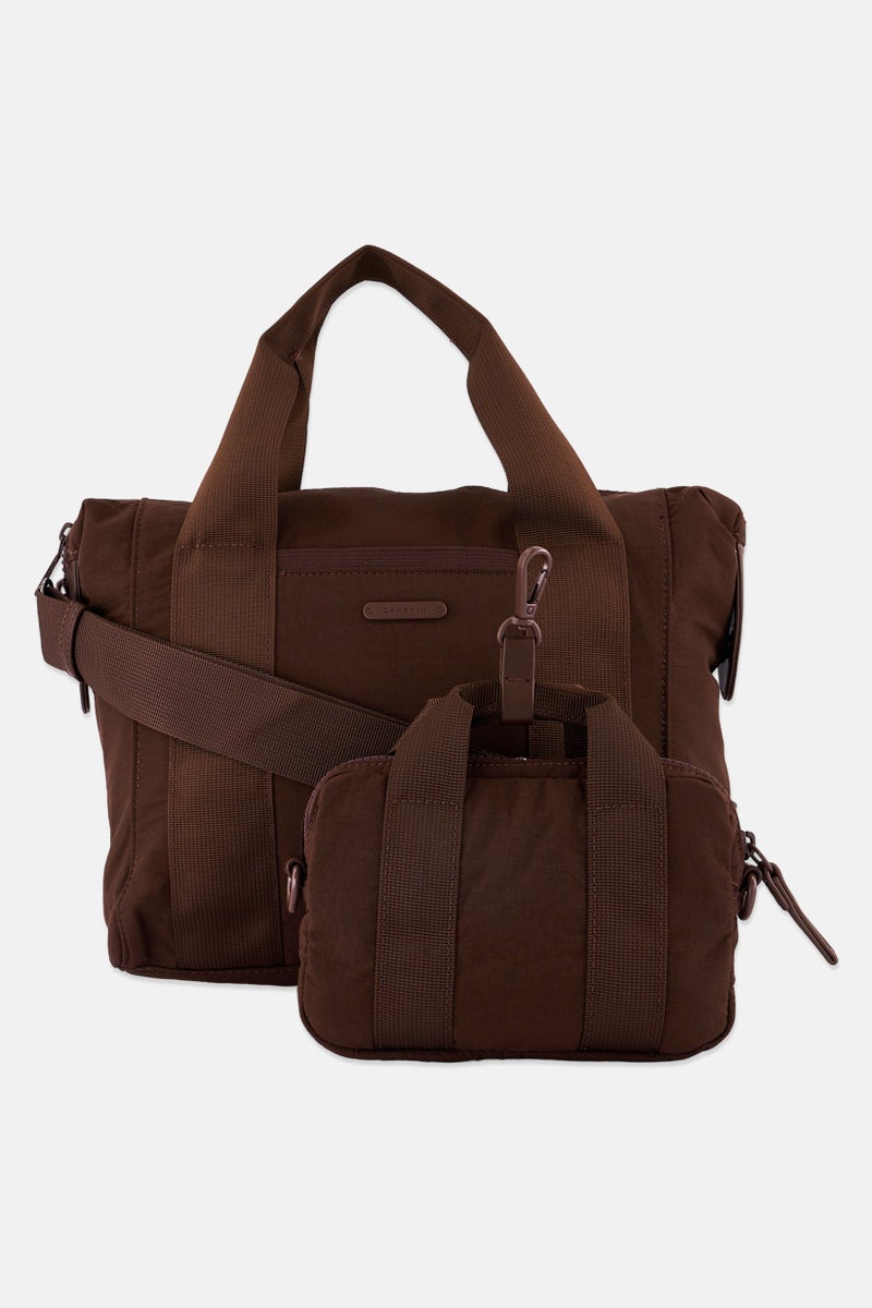 Danskin Women Brand Logo Cross Body Bag With Mini Pouch 36 L x 12 W x 25 H cm, Brown - Image 1