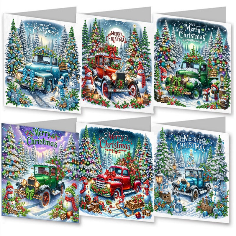 ARTopet 6Pcs DIY Greeting Card Diamond Art Painting Creative Design Foldable Thank You Cards Blessing Gift Folding Greeting Card Set for Birthday Christmas Crafts GiftCar - Image 3