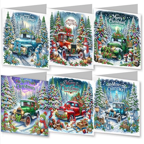 ARTopet 6Pcs DIY Greeting Card Diamond Art Painting Creative Design Foldable Thank You Cards Blessing Gift Folding Greeting Card Set for Birthday Christmas Crafts GiftCar - Image 1