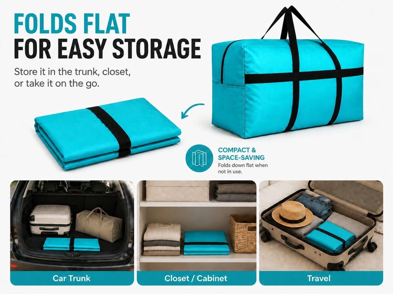 DoYiKe Extra Large Canvas Storage Duffle Bag with Zippers and Handles, Big Foldable Duffle Bag for Travel - 50x23x15Inch - Image 5