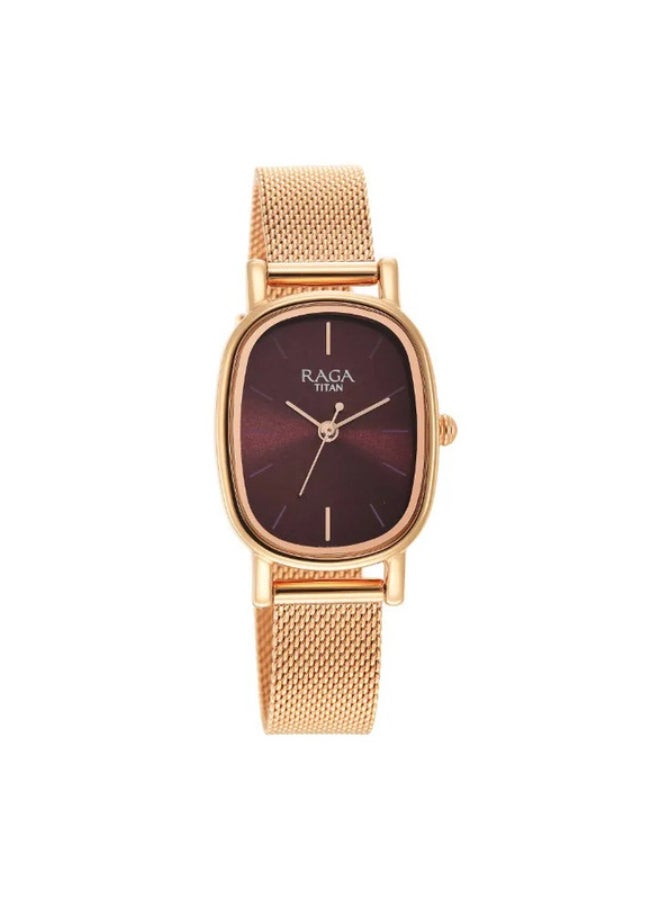 تيتان ساعة راغا فيفا بسوار ستانلس ستيل وميناء بني - Image 2