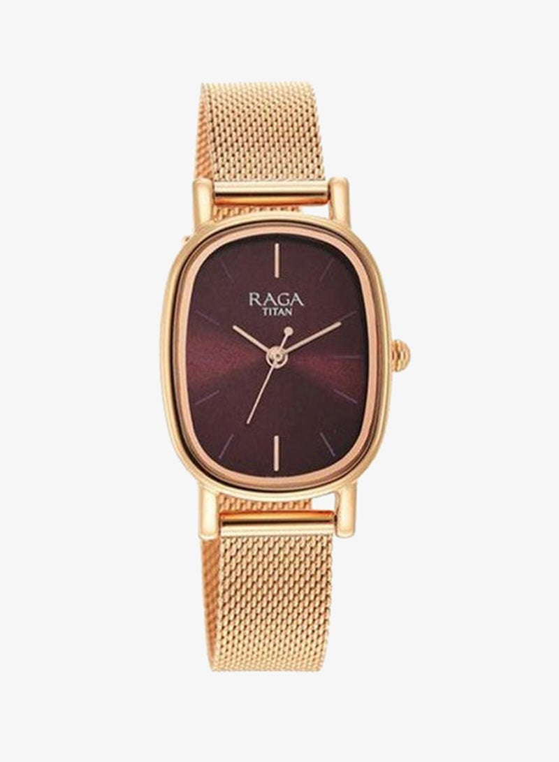 Titan Raga Viva Quartz Analog Burgundy Dial Rose Gold Stainless Steel Strap Watch for Women - NT2665WM01 - Image 1