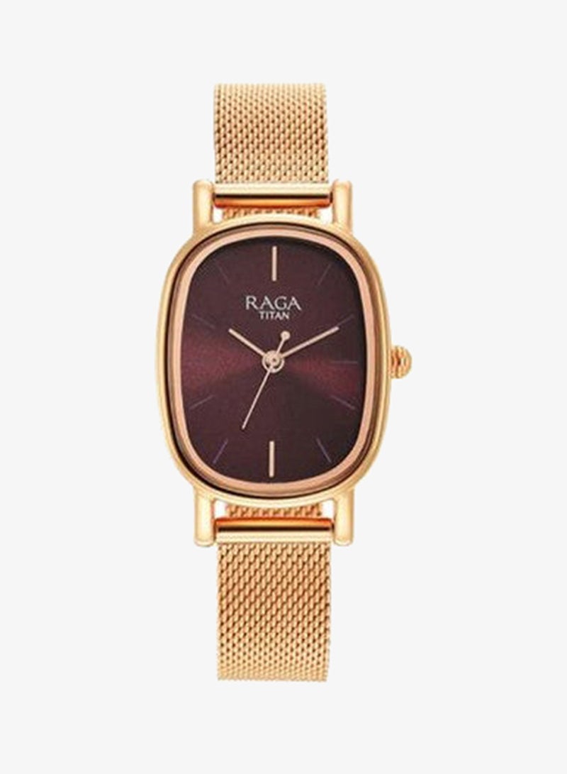 Titan Raga Viva Quartz Analog Burgundy Dial Rose Gold Stainless Steel Strap Watch for Women - NT2665WM01 - Image 4