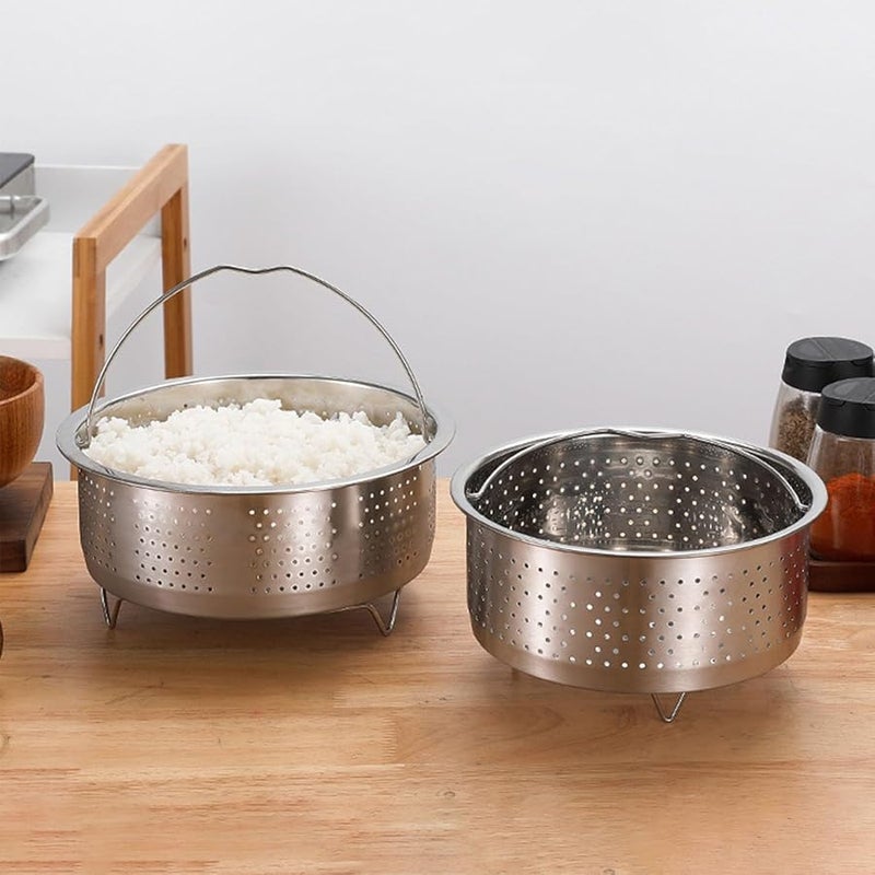 سلة بخار من الفولاذ المقاوم للصدأ لطهي الأرز مع مقبض للبيض والخضروات - Image 4