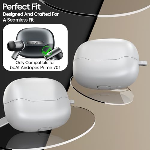 Sounce Premium Silicone Earphone Case Cover Compatible with Boat Airdopes Prime 701 ANC – Shock Absorbing Protective Skin with Anti-Slip Grip, Scratch & Dust Resistant, Front LED Visible (Grey) - Image 3