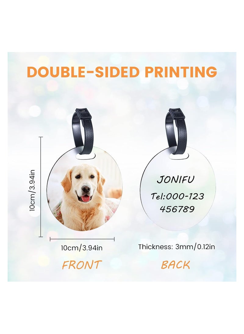 Excefore Sublimation Luggage Tags, 10Pcs Blanks with Strap, 4" White Blank Backpack Travel Bag Baggage Tags Double Sided MDF Round Name ID Card Label Tag Perfect to Quickly Spot Luggage Suitcase  - Image 2