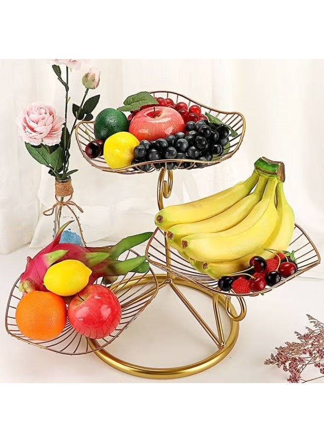 EETU 3-Tier Fruit Basket,Metal Wire Fruit Holder,Decorative Iron Fruit Bowl,Storage Trays Table Countertop Holder For Vegetables Bread Snack,Modern Fruit Bowls For Kitchen Home Use,Golden - Image 4