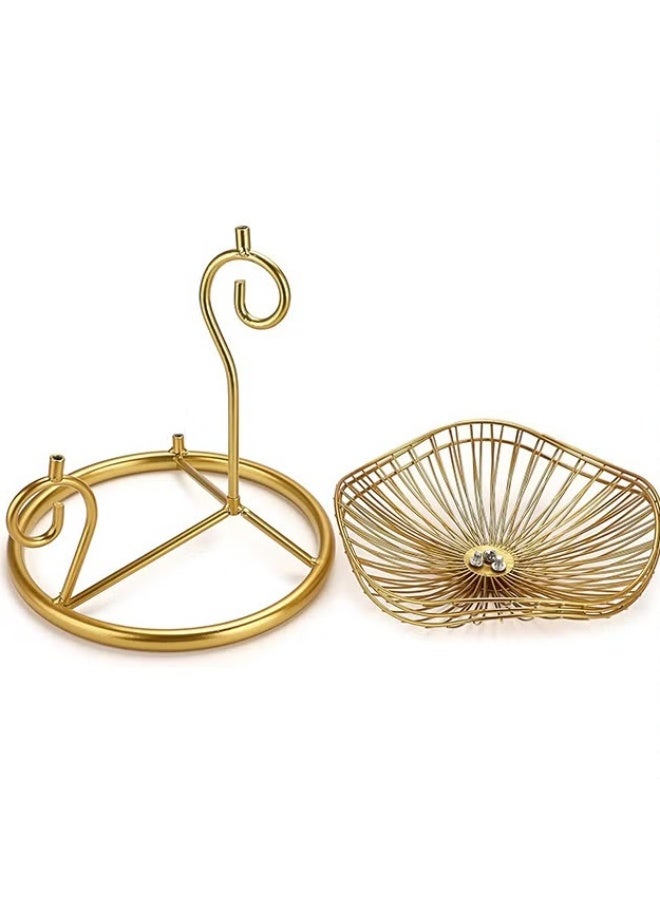 EETU 3-Tier Fruit Basket,Metal Wire Fruit Holder,Decorative Iron Fruit Bowl,Storage Trays Table Countertop Holder For Vegetables Bread Snack,Modern Fruit Bowls For Kitchen Home Use,Golden - Image 5