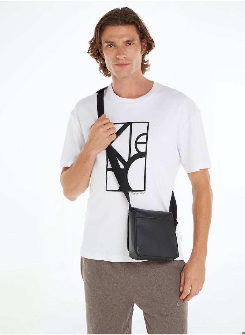 CALVIN KLEIN - Men's Minimal Focus Cube Crossover Bag - Polyester, Black - Image 1