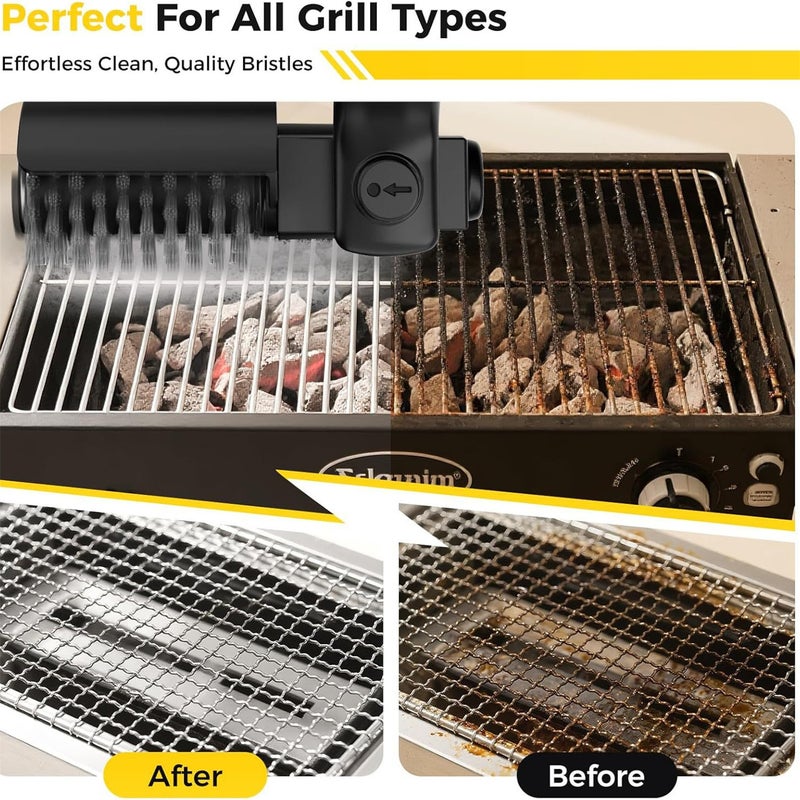 Rechargeable Electric Grill Cleaning Brush, Rotating BBQ Grate Cleaner with 3 Speed Adjustable, 90 Mins Long Runtime, Anti-Shed Bristles for Deep Efficient Cleaning,Black - Image 4