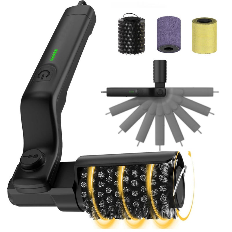 Rechargeable Electric Grill Cleaning Brush, Rotating BBQ Grate Cleaner with 3 Speed Adjustable, 90 Mins Long Runtime, Anti-Shed Bristles for Deep Efficient Cleaning,Black - Image 1