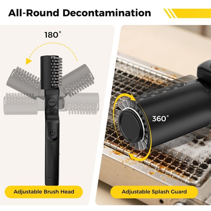 Rechargeable Electric Grill Cleaning Brush, Rotating BBQ Grate Cleaner with 3 Speed Adjustable, 90 Mins Long Runtime, Anti-Shed Bristles for Deep Efficient Cleaning,Black - Image 2