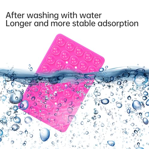 ILKCC Silicone Suction Cup Phone Case Mount Double Sided, Non Slip Phone Accessories Mount, Hands-Free Strong Grip Holder for Selfies and Videos Creators (Pink) - Image 3