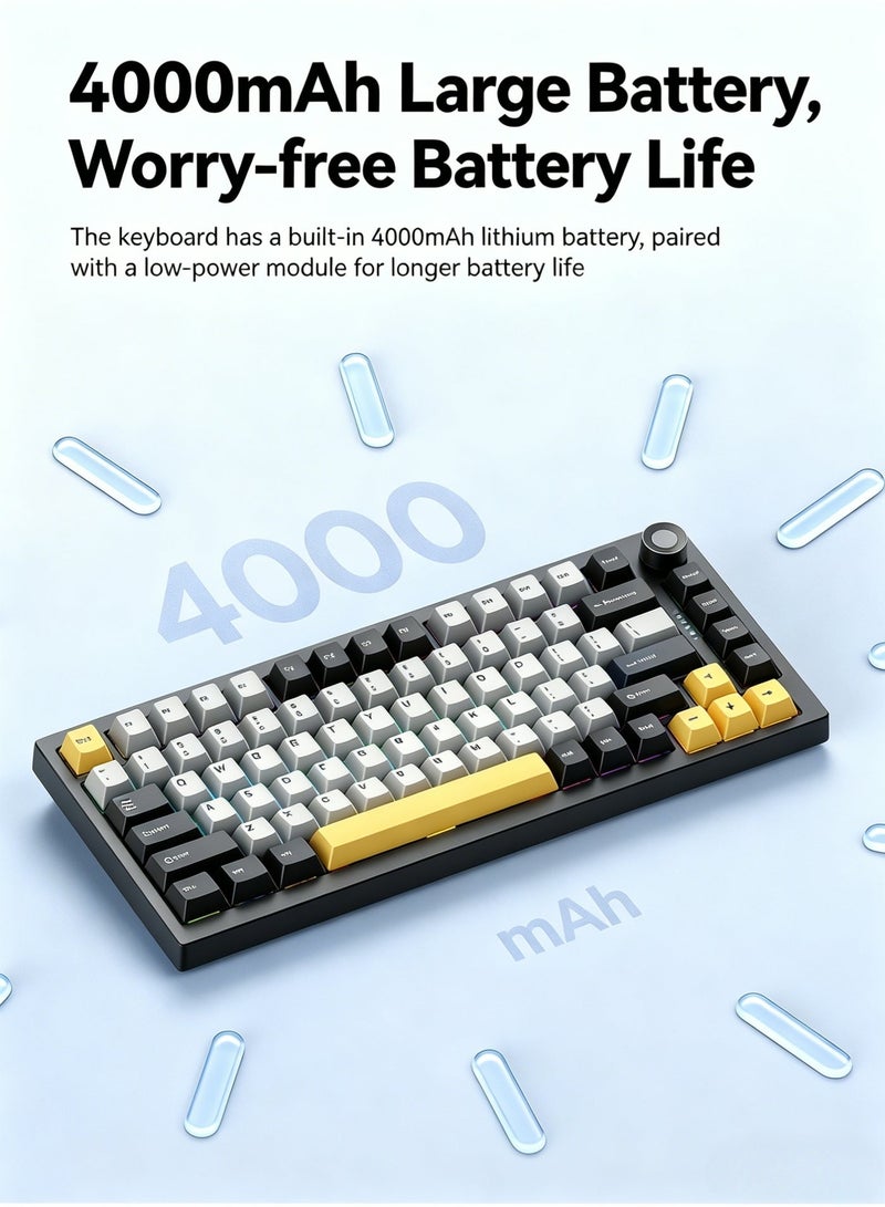 K75 Pro Mechanical Gaming Keyboard Tri Mode Wireless Hot Swappable Gasket Structure RGB Backlit Keyboard PBT Keycaps Multimedia Knob 4000Mah Rechargeable Battery Custom Gaming Keyboard For Professional Gamers Daily Use - Image 3
