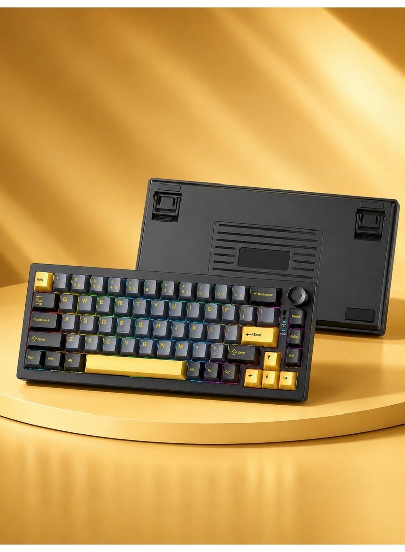 K75 Pro Mechanical Gaming Keyboard Tri Mode Wireless Hot Swappable Gasket Structure RGB Backlit Keyboard PBT Keycaps Multimedia Knob 4000Mah Rechargeable Battery Custom Gaming Keyboard For Professional Gamers Daily Use - Image 2