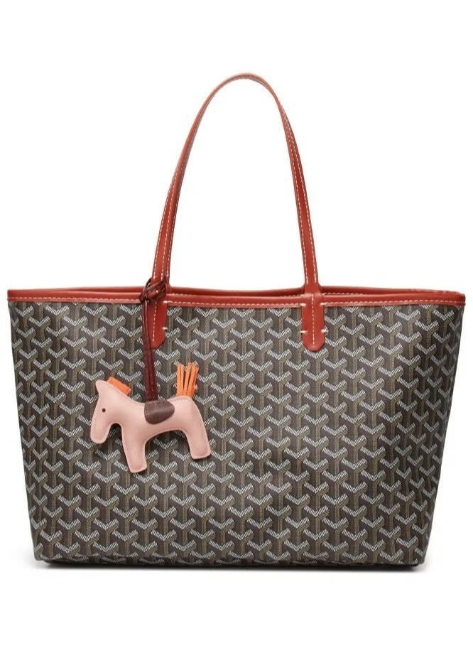 Generic Printed Shopper Tote Brown Pendants Random  - Image 1