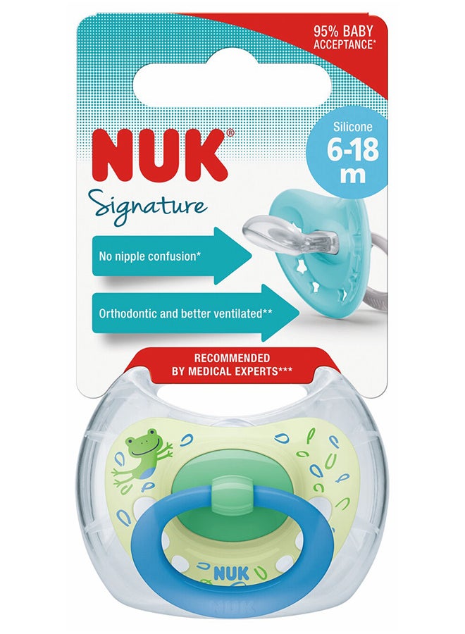 NUK Pacifier Signature 6 18M 1Pc (Green Blue)