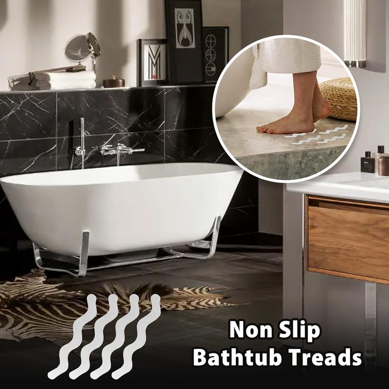 Coufce 24PCS Bathtub Non Slip Stickers Clear Safety Anti Slip Shower Strips Adhesive Decals Scraper for Bath Tub Stairs Steps Floor Ladders with Premium - Image 2