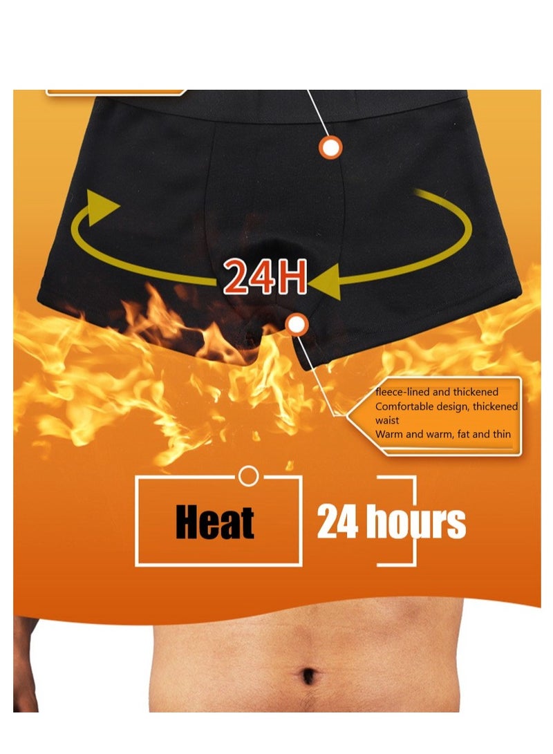 3 Pack Fleece Lined Thermals Underpants for Men Boxers Briefs Winter Underwear for Men Warm Thermals Base Layer Bottoms