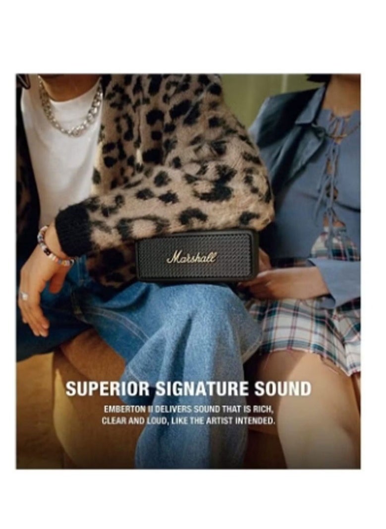 Marshall - Emberton II Portable Bluetooth Speaker - Black and Brass - Image 1