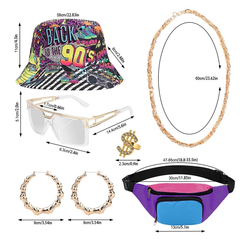 WILDPARTY 80s 90s Outfit for Women Baseball Jersey Shirt Shorts Fanny Pack Retro Party Costume Repper Accessories 1990s 1980s Neon Clothes Purple-90s M - Image 2