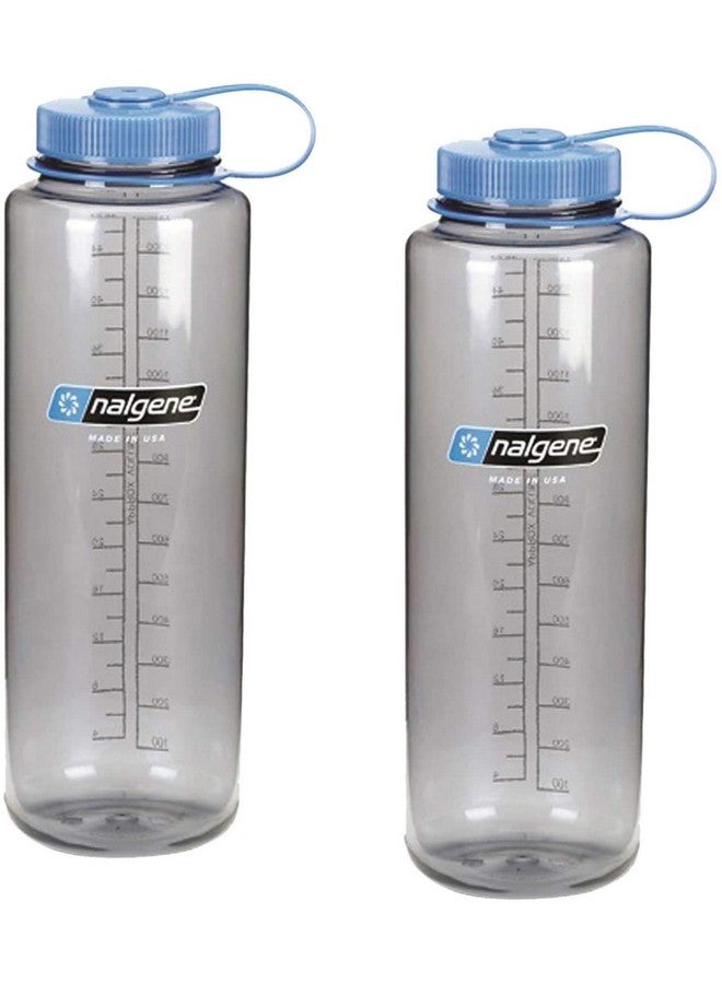 Silo 48Oz Tritan Grey W/Blue Top Wide Mouth Bottle 2 Bottle Pack 11.3 Inches Tall By 3.5 Inches In Diameter