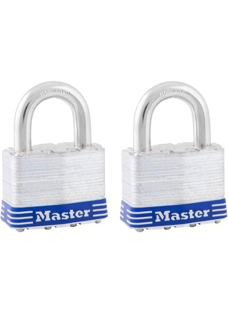 Master Lock Master Lock 5T Outdoor Padlock with Key, 2 Pack Keyed-Alike, Silver  - Image 1