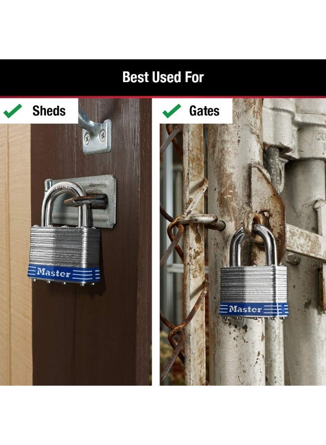 Master Lock 5T Outdoor Padlock with Key, 2 Pack Keyed-Alike, Silver - Image 5