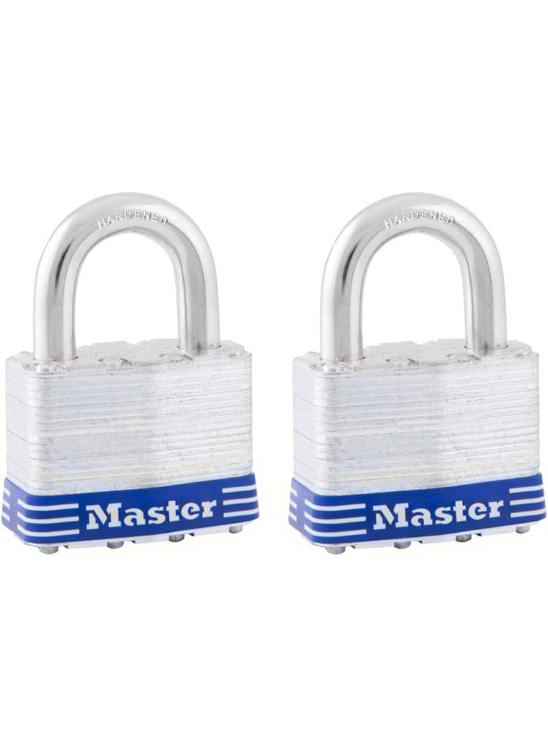 Master Lock 5T Outdoor Padlock with Key, 2 Pack Keyed-Alike, Silver - Image 1
