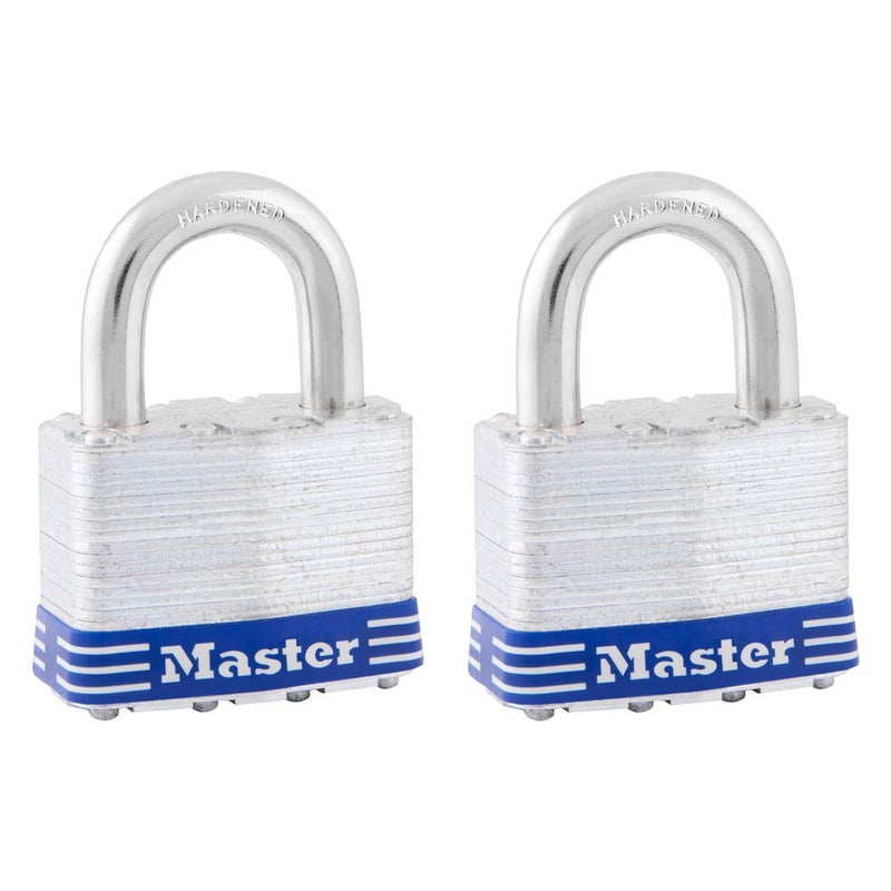 Master Lock 5T Outdoor Padlock with Key, 2 Pack Keyed-Alike, Silver - Image 1