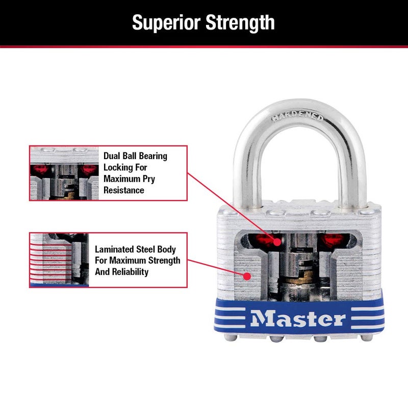 Master Lock 5T Outdoor Padlock with Key, 2 Pack Keyed-Alike, Silver - Image 5