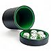 Luck Lab Black Leather Dice Cup with Lid Including 6 Matching Pearl Dice Green Velvet Interior for Quiet Shaking Use for Liars Dice Farkle Yahtzee Board Games - Image 2