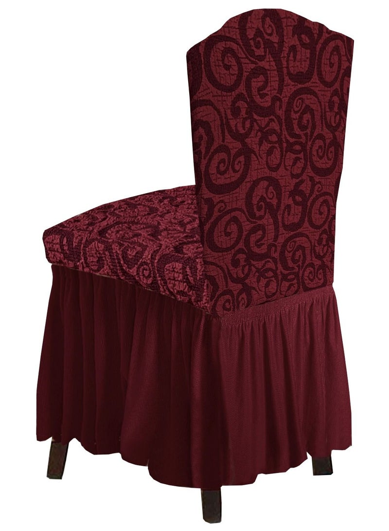 Fabienne Woven Jacquard Stretch Fit Dining Chair Slipcover Maroon - Image 5