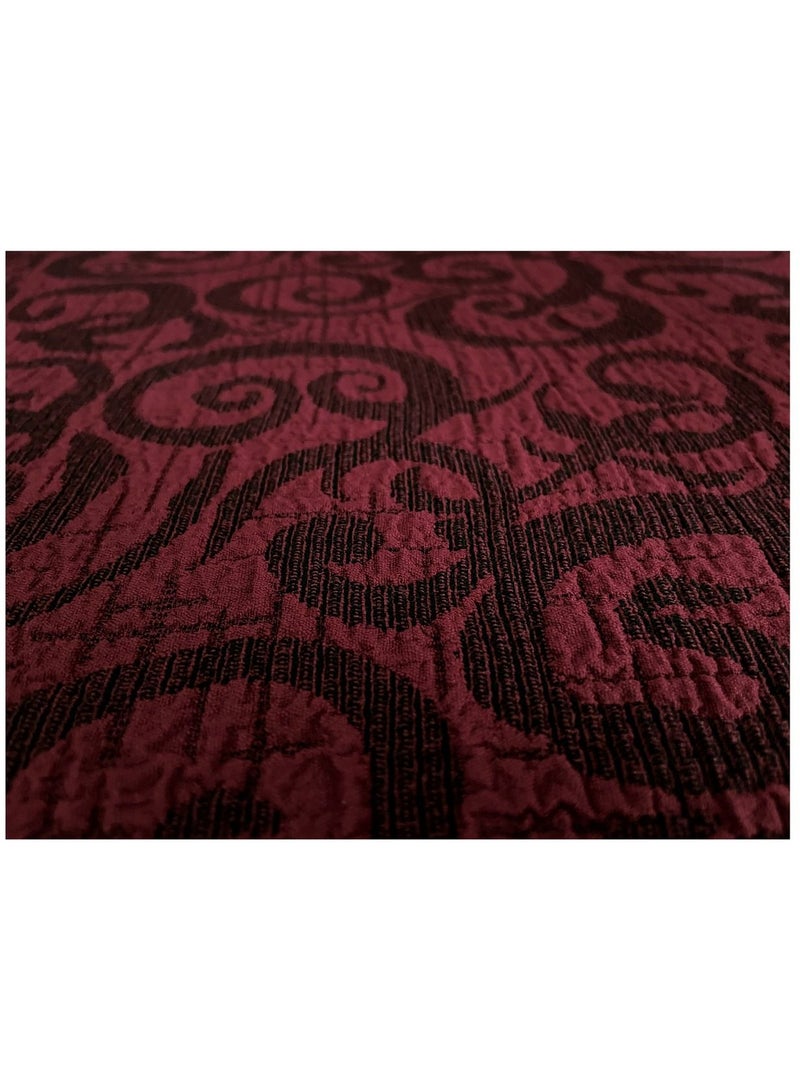 Fabienne Woven Jacquard Stretch Fit Dining Chair Slipcover Maroon - Image 4