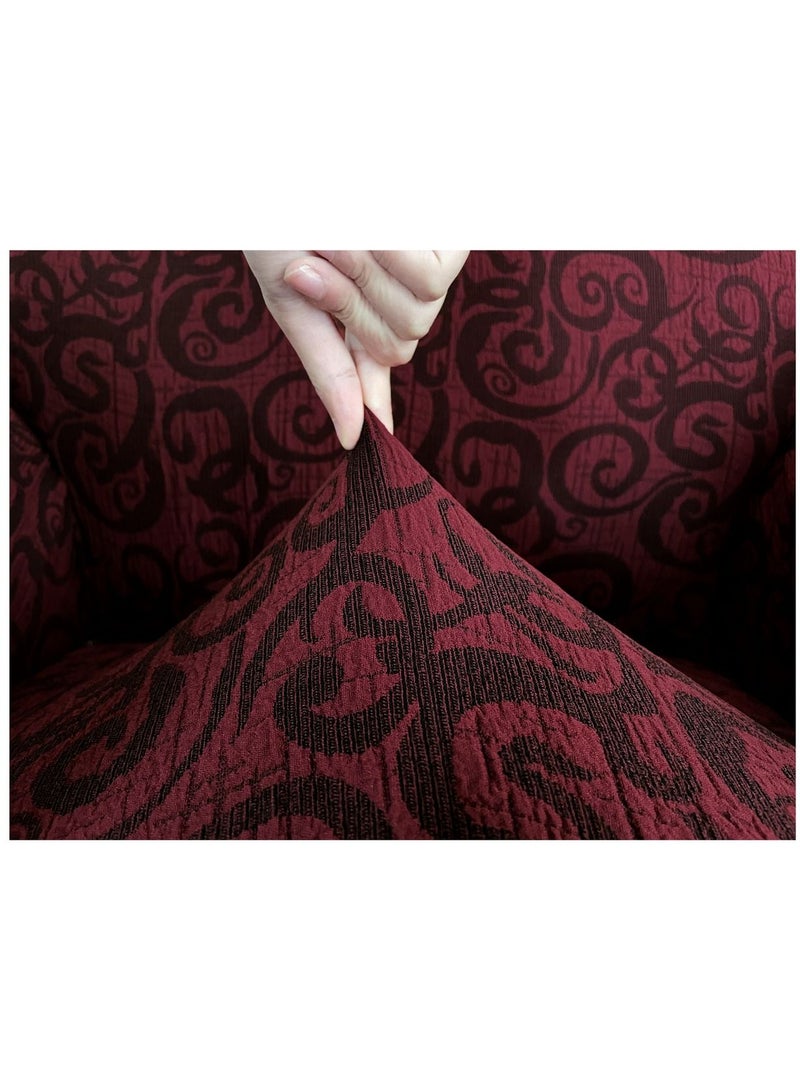 Fabienne Woven Jacquard Stretch Fit Dining Chair Slipcover Maroon - Image 3
