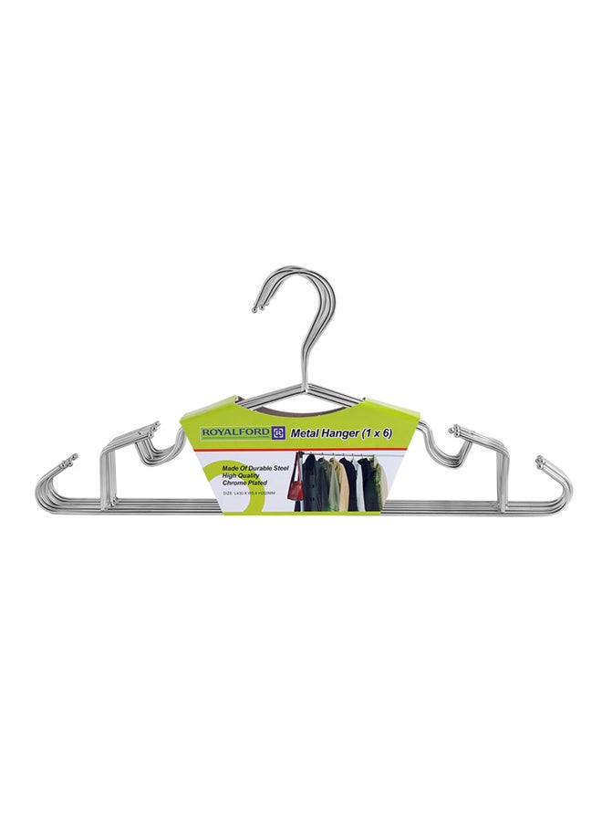 Royalford 6-Piece Metal Cloth Hangers With Extra Hooks Silver - Image 3