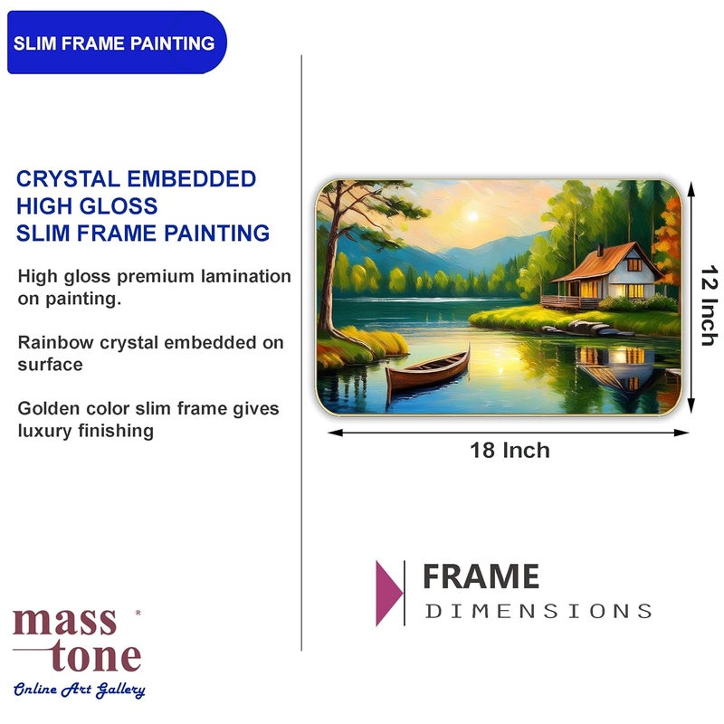 Masstone Premium Crystal Natural Scenery High Gloss Surface Golden Slim Frame 45x30 cm Wall Art for Living Room Bedroom and Office Dcor - Image 3