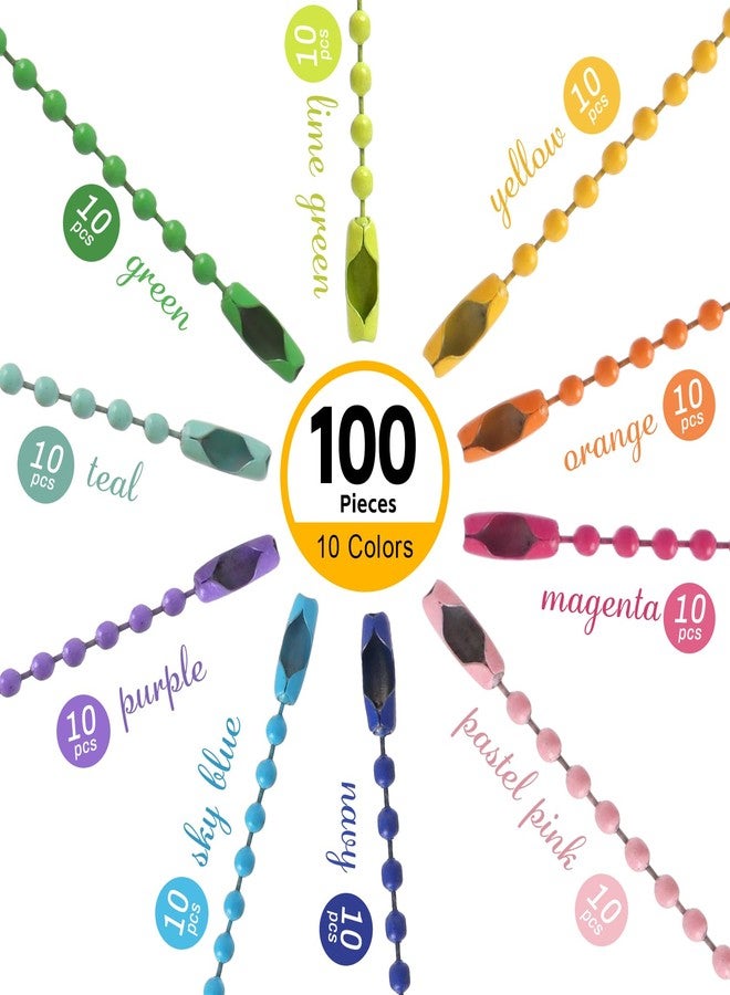 HAPY SHOP 100pcs Ball Chain Keychain 120 mm - Ball Chain Connectors 2.4 mm Diameter Dog Tag Chains, Keychains,Jewelry Making Supplies(10 Colors) - Image 2