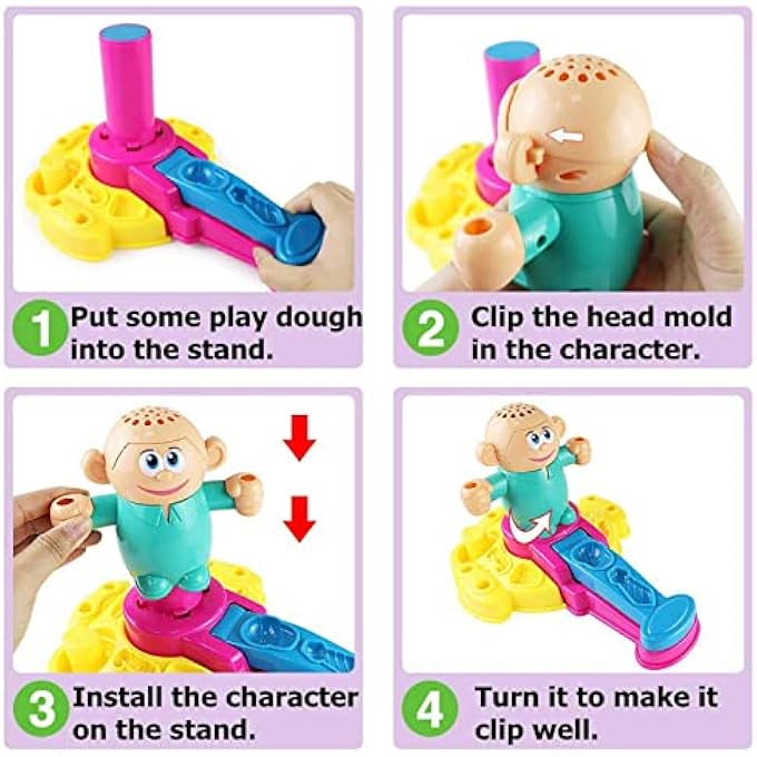 PLAYDOUGH BARBERSHOP, CRAZY CUTS DOUGH SET CREATIVITY DIY HAIRDRESSER HAIRCUT HAIRSTYLE PRETEND PLAY TOY KIT WITH DOUGH AND MOLDS FOR KIDS 20PCS - Image 5