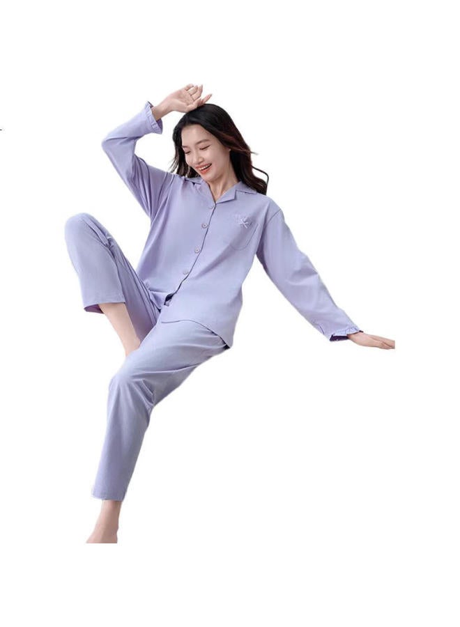 Your Sun Comfortable And Refreshing 7A Antibacterial And Mite-Proof 100% Cotton Women'S Home Wear Set, Non-Itchy, Can Be Worn Out, Long Sleeve And Long Pants For Women - Image 1