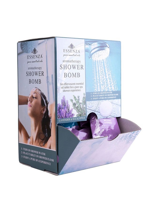 ESSENZA Shower Bombs 14Pc Bin - Revitalizing Eucalyptus & Relaxing Lavender Aromatherapy Luxury Shower Bombs - Height 8.125” Width 5.5” Depth 4.125” Weight 1.31 Lbs - 14 Pc Collection - Image 1